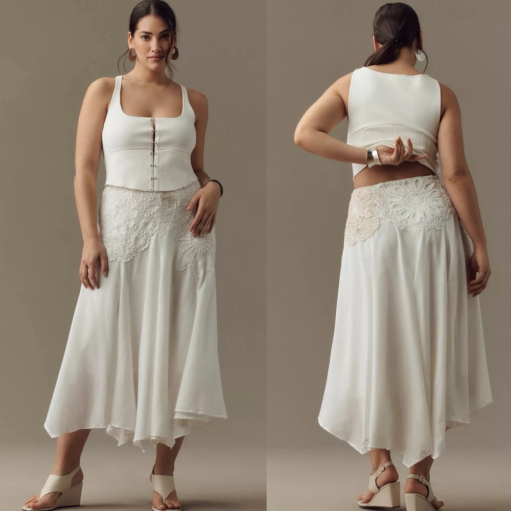 By Anthropologie Crafted Crochet Midi Skirt - Picture 6 of 8